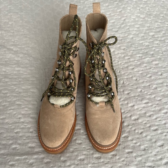 Marc Fisher Mlizzie Lace Up Lug Sole Sherpa Leather boots women’s shoe size 7 - Picture 3 of 9